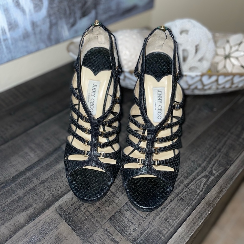 Jimmy Choo Beautiful Emerald Green Python Shoes S… - image 4